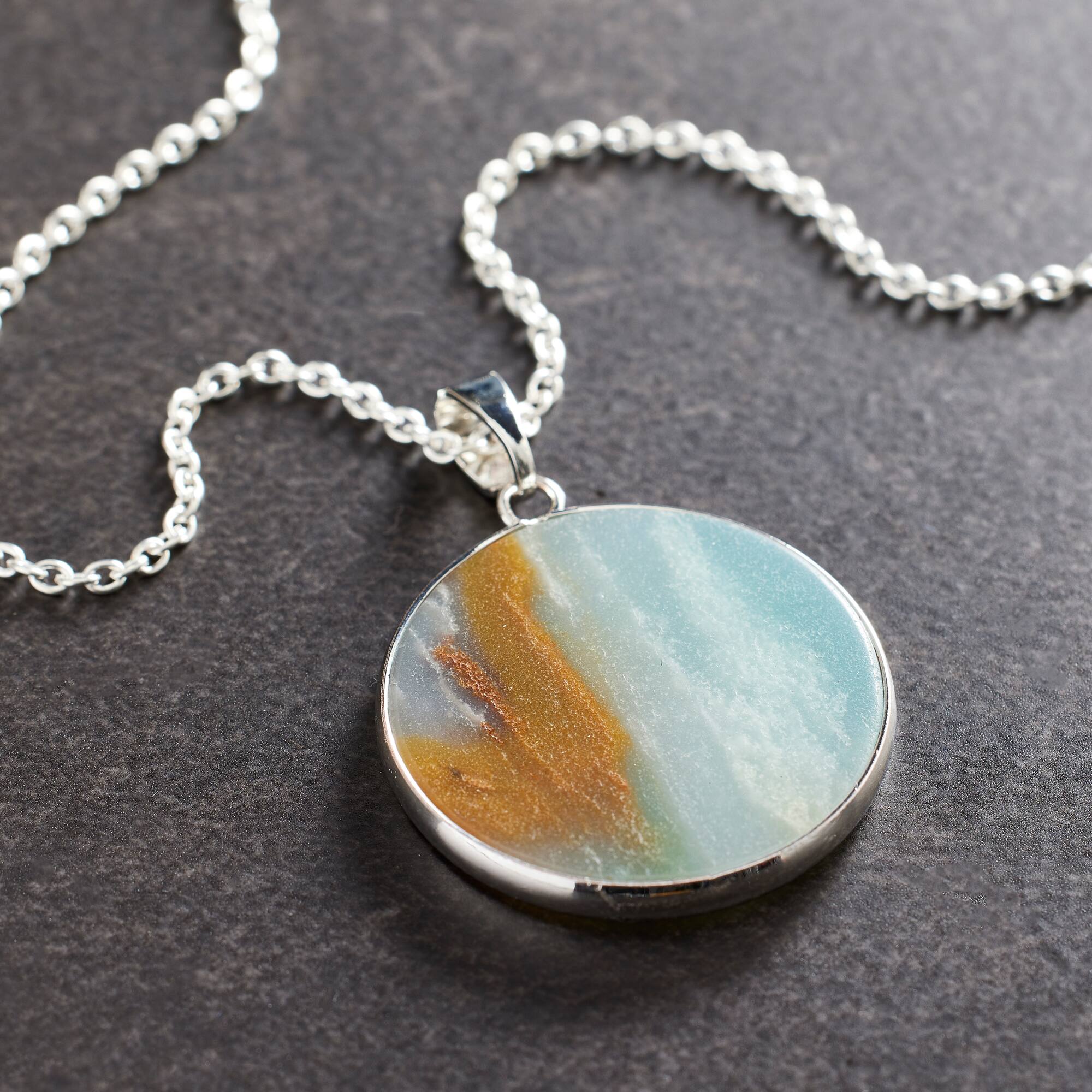 Green Amazonite Flat Round Pendant by Bead Landing™